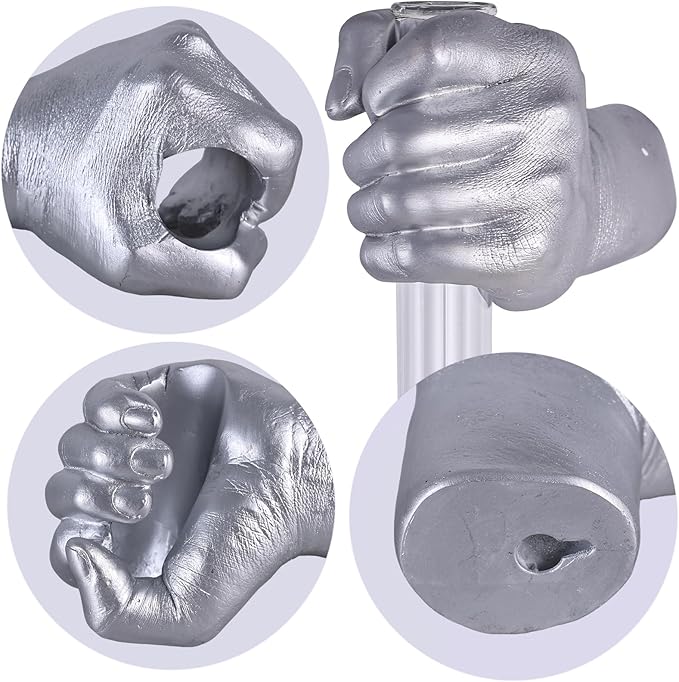 Silvery Wall Sculptures, Hand Vases Home Decor, Wall Mount Art Sculpture, Unique Wall Art Statue, Funky Flower Vase Decorations, Modern Eclectic Hanging Decor,Glass Test Tube Vase (Silvery)