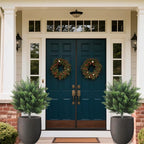 Artificial Topiary Cedar Tree 28 inch Faux Little Bush Cedar Tree UV Resistant Shrub Potted Artificial Plant for Outdoor Indoor Front Porch Garden (2 Pack)