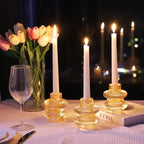 VOHO 12pcs Champagne Gold Candlestick Holders for Fall Table Centerpieces, Gold Candle Holders for Tealight Taper Candles, Vintage Ribbed Taper Candle Holders for Thanksgiving Christmas Holiday Decor