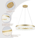 MADEM Modern Gold Led Pendant Light,36W Dimmable LED Chandelier Lighting Fixture, 1 Ring Circular Hanging Led Pendant Lighting for Living Room Dining Room Kitchen Island Foyer Office