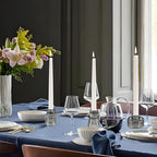 Double Sided Vintage Ribbed Taper Glass Candle Holders,Tea Candle Holder for Table Centerpieces, Wedding Decorations and Dinner Parties (Gray, 6 PCS)