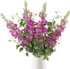 Fuschia Pink Flowers Artificial Delphinium Combo Clematis Greenery Silk Flowers 8pcs Long Stem Hot Pink Flowers for Tall Vase Artificial Snapdragon Flowers for Vases for Decoration (Fuschia)