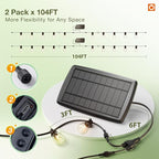 addlon 2 Pack*102FT(96+6) Solar String Lights Waterproof, Patio Lights Solar Powered with Remote & USB Port, 3 Lighting Modes 60+4 LED Shatterproof Bulbs Outdoor Light for Camping Backyard Garden
