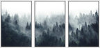 SIGNWIN Framed Canvas Print Wall Art Woodland Nursery Decor Set Misty Mountain Range Pine Tree Forest Nature Realism Decorative Rustic Chic for Living Room, Bedroom, Office - 16"x24"x3 White