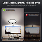 LED Desk Lamp for Home Office – Eye-Caring Double Side Light with Knob Remote, Stepless Dimming & Color, Memory, Metal Table Lamp for Zoom, Studying, Video Conference, Flicker-Free, Glare-Free
