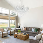 Crystal Chandeliers,Round Modern Tree Branch Chandelier,10-Light Farmhouse Raindrop Chandelier Light Fixture for Dining Room, Kitchen Island D31.5