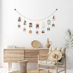 4 Feet Wooden Beads Garland with Clothespins Picture Cards Holder - Country Farmhouse Christmas Nursery Boho Holiday Decorations with Clips