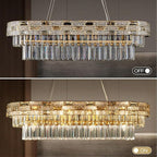 Gold Oval 12-Light Modern Crystal Chandelier for Dining Room Kitchen Island Bar, L34.3 Inch