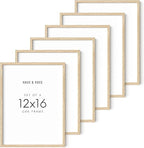 HAUS AND HUES 12"x16" Beige Oak Wood Picture Frame Set of 6-12x16 Wood Picture Frame, 12x16 Frames 6 Pack, 12x16 Poster Frame, 12x16 Frame Wood, 12 by 16 Picture Frames, Set of 6 Frames 12x16