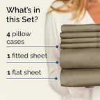 Cal King Sheets Set 6 Piece - Includes 4 Pillowcases - Bed Sheets Cal King Size - Soft Hotel Luxury Bedding - Cooling, Comfy & Breathable - 1 Flat & 1 Fitted & 4 Pillowcases w/ Deep Pockets - Khaki