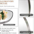 ANDY STAR Brushed Nickel Mirror, 24"x36" Silver Asymmetrical Wall Mirror for Bathroom, Unique Irregular Design with SUS304 Stainless Steel Metal Frame, Ideal for Bathroom, Bedroom, Entryway