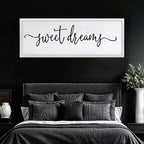 Sweet Dreams Over Bed Wall Decor 32"×12" for Master Bedroom Above Bed Wood Framed Wall Art Sign (White)