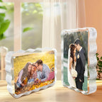 3 Pack 5x7 Acrylic Magnetic Picture Frame, 20 mm Thick Clear Double Sided Freestanding Photo Frame, Transparent Frameless Floating Frames with Magnets Corners, Scalloped