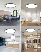 slochi 15.4 Inch 2 Pack Flush Mount LED Ceiling Light Black, 36W Ultra Thin LED Ceiling Light, 3000K/4000K/6500K 3 Color Temperature Low Profile Ceiling Light Fixtures for Kitchen Living Room Bedroom