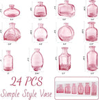 Pink Bud Vase Set of 24 - Small Glass Vase for Flowers, Bulk Mini Vases for Rustic Wedding Decor, Glass Vases for Centerpieces, Floral Arrangements, Clear Bud Vase