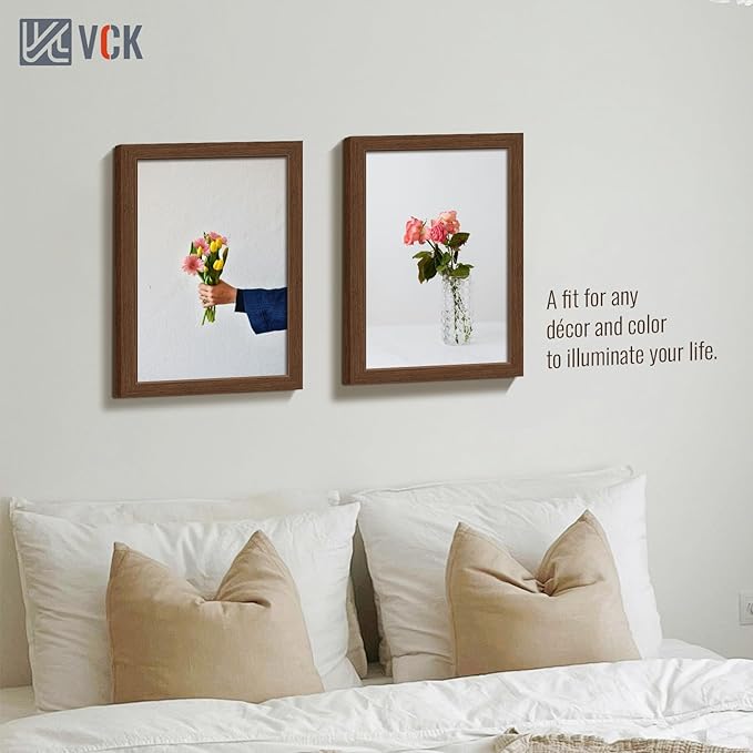 VCK 12x18 Picture Frame 3 Pack, Brown Wood Poster Frame with Exclusive Wood Grain, Wall Mounting Hanging