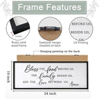 Bless the Food Before Us Wall Decor Art 24"X10" for Dining Room Kitchen Wall Wooden Framed Sign (Black)
