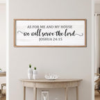As For Me And My House We Will Serve The Lord Framed Wall Art, 40''×15'' Horizontal Positive Religious Rustic Bible Verse for Christian God Jesus Christ Prayer, Vintage Holy Catholic Scripture Decor