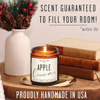Apple Cinnamon Candles, Cinnamon Apple Candle - 'Apple Cinnamon' Infused w/Essential Oils I Scented Strong Soy Candles for Home for Christmas/Fall I Apple Pie Candle I 50Hr Burn, Made in USA