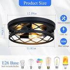 Flush Mount Ceiling Light Fixture, 3-Light Ceiling Light Fixture for Hallway, Black Hallway Light Fixtures Ceiling,Light Fixtures Ceiling Mount for Kitchen,Farmhouse,Hall (1 Pack)