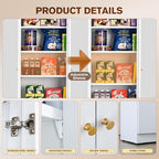 5 Tier Metal Curio Cabinets, Modern Bookshelf Cabinet with 4 Adjustable Shelves, Cabinet Display Case for Home Office, Living Room, Pantry (White-23.54W-Metal Door)