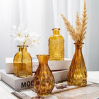 Glass Bud Vases Set of 10, Small Flower Vase in Bulk for Centerpieces, Mini Vintage Amber Vases for Rustic Wedding Vintage Home Table Decor