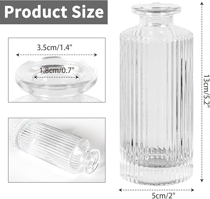 Glass Bud Vases Set of 20, Living Bud Vases, Small Bud Vase in Bulk, Mini Flowers Vases for Centerpiece, Vintage Decorative Vase Set for Table Decorations, Wedding Reception, Home Decor (Clear)