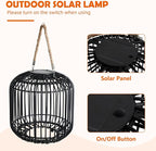 Solar Yard 1-Pack Outdoor Solar Lamp, Water-Resistant Lights for Outside Hanging Lantern Table Lamp Lights Decoration for Garden, Yard, Patio, Porch, Trees, Pathway, Black