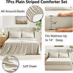 CozyLux King Size Comforter Set Oatmeal, 7 Pieces Bed in a Bag, Oatmeal Comforter King Size, All Season Bedding Sets with Stitch Quilted Comforter, Flat Sheet, Fitted Sheet, Pillowcases