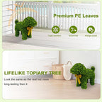 2 Pcs Artificial Bunny Shaped Topiary Trees, Artificial Green Boxwood Bunny Decorations with Gold Bow, Perfect for Indoor & Outdoor Front Porch, Easter& Garden Decor (Boxwood Dog Tree)