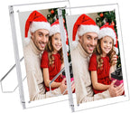 2 Pack 5x7 (Full Size:6x8) Acrylic Picture Frames With Stand, Clear Magnetic Photo Frame, Frameless Tabletop Picture Frame with Magnets for Home Office Desktop Display Horizontal or Vertical
