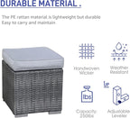 Patiorama 2 Pieces Assembled Outdoor Patio Ottoman, Indoor Outdoor All-Weather Grey Wicker Rattan Outdoor Footstool Footrest Seat with Light Grey Cushions, No Assembly Required