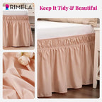 RIMELA Bed Skirt Queen Size 15 Inch Drop, Wrap Around Elastic Bedskirt Solid Microfiber Luxury Hotel Quality Fabric, Easy to Install Machine Washable Wrinkle & Fade Resistant, Flesh Pink