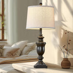 27.5" Vintage Farmhouse Table Lamps Set of 2 Bedside Lamp, 3 Way Dimmable Bedroom Lamps with 2 USB Ports +AC Outlet Touch Nightstand Lamp Rustic Lamp (Rotary-Antique Black)