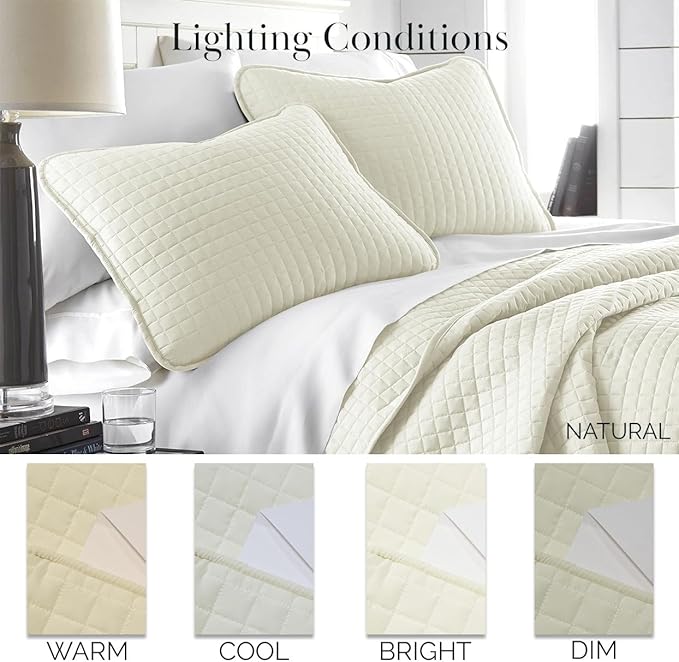 Southshore Fine Living, Inc. Twin XL Quilt Bedding Set, Soft Brushed Microfiber Bedspread Coverlet, Stain and Pet Hair Resistant Bedding, XL/Twin Size Quilt Set with 1 Pillow Sham, Cream