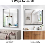 Black Bathroom Mirror, 30x36 Inch Rectangular Framed Mirror, Large Wall Mounted Bathroom Vanity Mirror Over Sink for Bedroom,Restroom, Living Room, Hangs Vertically or Horizontally