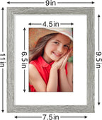 Vittanly 8x10 Picture Frames Set of 9, Shatter Resistant Plexiglass, Display 5x7 Pictures with Mat or 8x10 without Mat, Photo Frames for Wall or Tabletop, Engineered Wood, Grey