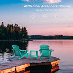 GREENVINES Adirondack-Ottoman | Set of 2 | HDPE Plastic | Outdoor Footrest | All Weather | Foot Rest | Foot Stool | Aqua | for Adirondack Chair | for Patio Backyard Pool