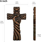 BGCOPPER Holy Family Wall Cross, Handmade Wooden Cross Wall Crucifix, Jesus Cross Wall Decor Art for Home Room Decor Christmas Gifts - 6 Inch