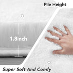 Round Rugs for Bedroom White : 3ft Fluffy Circle Area Rug for Kids Room- Furry Fuzzy Carpet for Girls Room- Soft Plush Rug for Dorm, Baby Rug