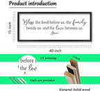 ZZJJHYWGQ Dining Room Bless The Food Before Us Wall Decor Kitchen Christian Sign 40"X15" Christian Grateful Farmhouse Large Catholic Wooden Frame Wall Hanging Art (Black)