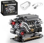 W16 Engine Building Blocks Set for Adults, STEM Mini 16-Cylinder Engine Model Kit That Runs, Compatible with Lego Car, DIY Physical Science Experiment Toy for Teens Kids Boys (801 PCS)