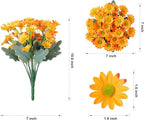 Daisy Artificial Flowers for Outdoors Fall Autumn Decoration, 6 Bundles Fake Mums Orange Silk Flowers for Outside Look Real UV Resistant Fake Plants Faux Flowers for Planter Front Door Home Indoor Urn