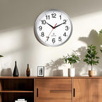 Atomic Wall Clock Modern 12 Inch Battery Operated Silent Non Ticking Analog Clock Decorative for Bedroom Kitchen Bathroom Office Home Living Room (Silver)