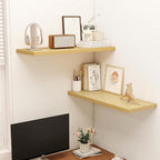 36" Floating Shelves for Wall, 12" Deep Slim Oak Floating Shelves, Wall-Mounted Shelves for Bedroom, Living Room, Kitchen, Bathroom - Set of 2