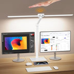 Syrinx Table Lamp, 24W Desk Lamp for Home Office with Gesture Sensor Switch and Touch Control, Eye-Caring Double Head LED Table Lamp with 25 Light Modes Adjustable Desk Light with Metal Base