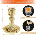 Glass Candlestick Holder,Striped Taper Candle Holders,Set of 6 Candle Stand for Table Centerpieces, Home Decor,Weddings,Festival and Parties (Gold Diamond)