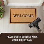 KANKUN Coco Coir Door Mat with Heavy Duty Backing, Welcome Doormat (17" x 30"), Doormat Entrance (Welcome2)