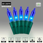 100LIGHTS BLUE Extra-Bright With End Connectors Christmas Decorative Lights 5.98m UL Certified Mini String Light Set Waterproof for Home Garden Holiday Christmas Tree Party Patio Decor Wedding