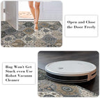 Lahome Moroccan Trellis Washable Round Rugs, Non-Slip Soft Round Rug 4ft Ultra-Thin, Small Vintage Circle Carpet for Entryway Kitchen Bedroom Nursery Bathroom, Grey